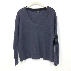 LINE Cashmere Sweater Women's Heather Purple V-Neck Relaxed Fit Size S